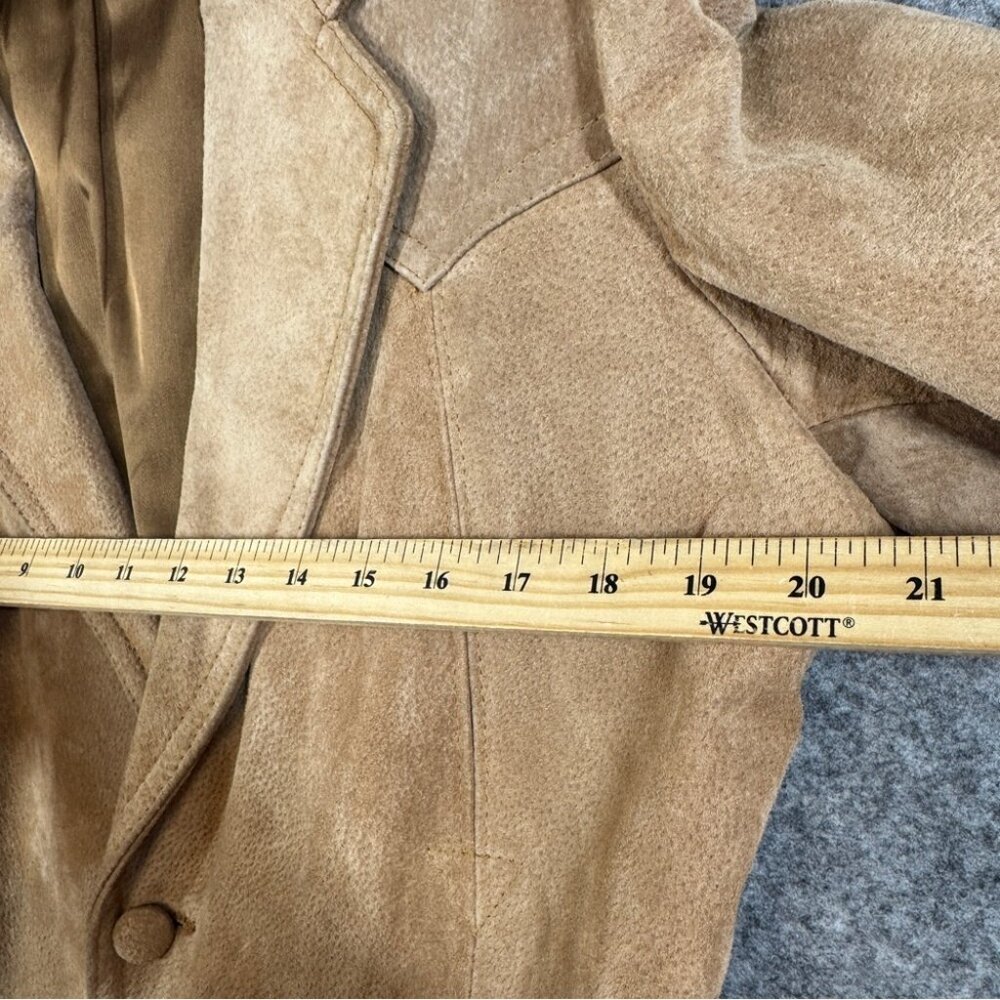 Vintage American West Suede Leather Blazer Tan Western Jacket Rodeo Festival - Picture 5 of 16